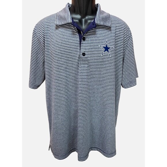 Dallas Cowboys Authentic Blue Striped Lightweight Polo Shirt Large - Picture 1 of 7